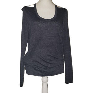 NEW!! Chaser Womens SIZE M Blouse Blue Long Sleeve Cold Shoulder Scoop Neck